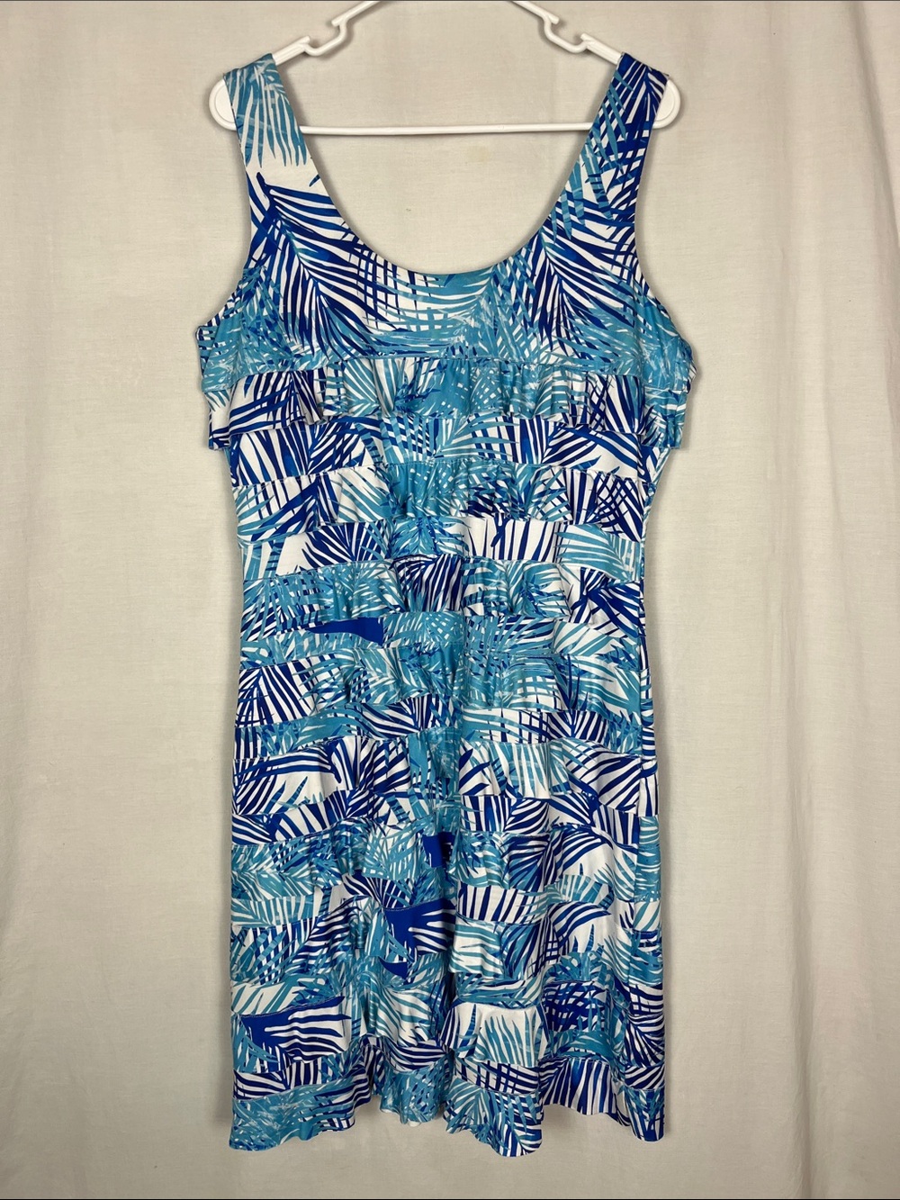 Tango Mango Blue and White Ruffle Midi Dress